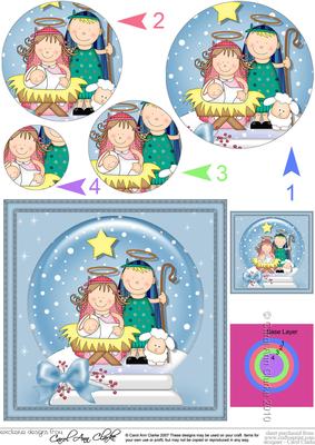 Xmas Nativity Holy Family Snowglobe Circle Pyramage