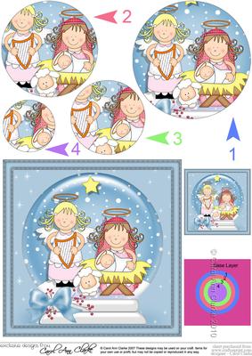 Xmas Nativity Angel's Visit Snowglobe Circle Pyramage