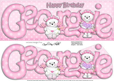 Large Dl Birthday Georgie Teddy Card N 3D Decoupage