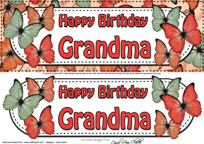 Large Dl Birthday Grandma Butterflies Card & 3D Decoupage
