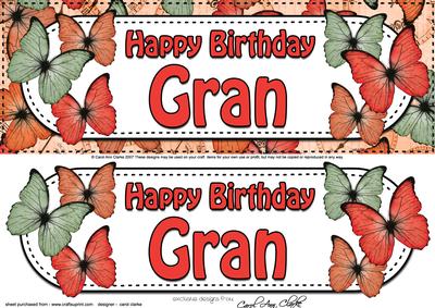 Large Dl Birthday Gran Butterflies Card & 3D Decoupage