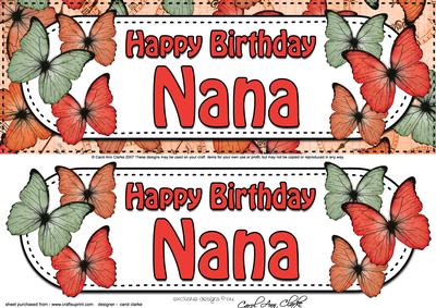 Large Dl Birthday Nana Butterflies Card & 3D Decoupage