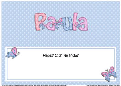 25th Birthday Paula Butterflies Large Dl Matching Insert