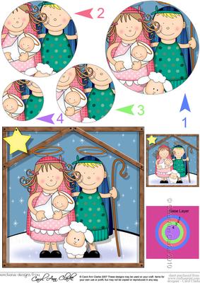 Xmas Nativity the Holy Family Circle Pyramage