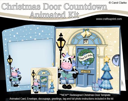 3D Milly Moo Cow's Present Xmas Door Countdown Animated Card