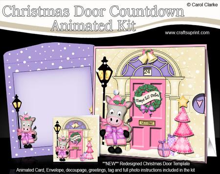 3D Gigi Horse's Present Xmas Door Countdown Animated Card