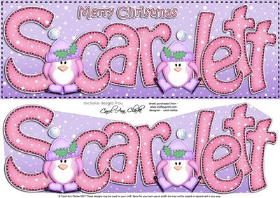 Merry Christmas Scarlett Penguins Large Dl & 3D Decoupage