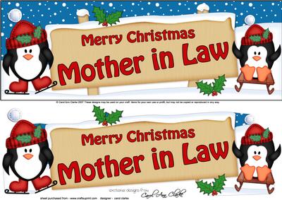Xmas Mother in Law Penguins Signpost Large Dl