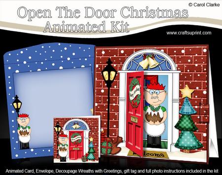 3D Xmas Bert's Pudding Animated Moveable Open Door Card Kit