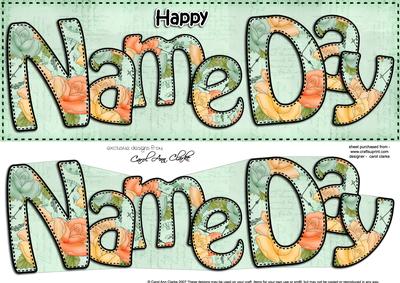 Large Dl Name Day Roses Card & 3D Decoupage