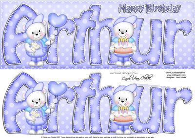 Large Dl Birthday Arthur Teddy Quick Card N 3D Decoupage