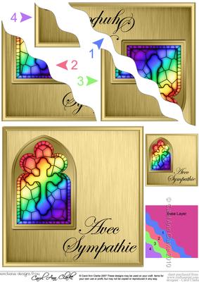 French Sympathy Stained Glass Window Wavy Corner Stacker
