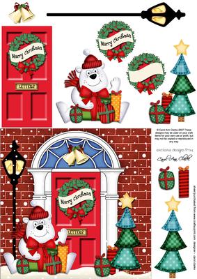 Ben Polar Bear Christmas Door Quick Card & 3D Decoupage