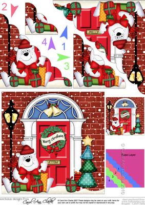 Ben Polar Bear Christmas Door Scallop Corner Stacker Topper