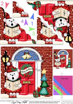 Singing Teddy Tess Christmas Door Scallop Corner Stacker
