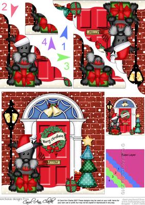 Scottie Dog's Present Christmas Door Scallop Corner Stacker