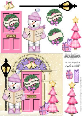 Singing Snowman Christmas Door Quick Card 3D Decoupage
