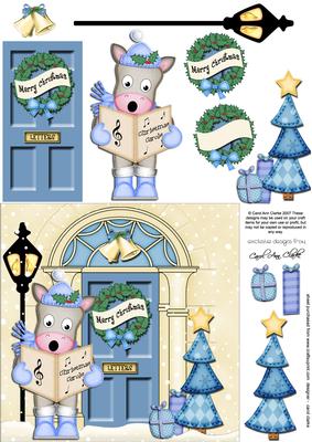 Singing Gigi Horse Christmas Door Quick Card & 3D Decoupage