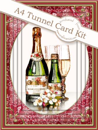A4 Champagne & Flowers Tunnel Card Kit