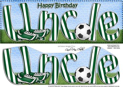 Large Dl Birthday Uncle Football Card & 3D Decoupage