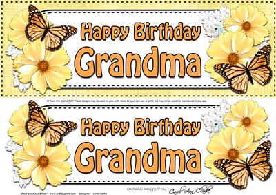 Large Dl Birthday Grandma Floral Butterflies 3D Decoupage