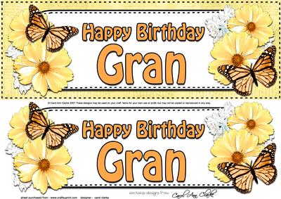 Large Dl Birthday Gran Floral Butterflies 3D Decoupage