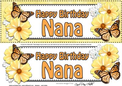 Large Dl Birthday Nana Floral Butterflies 3D Decoupage