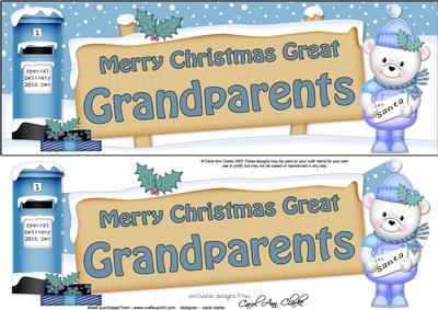 Xmas Great Grandparents Teddy Signpost Lge Dl Decoupage