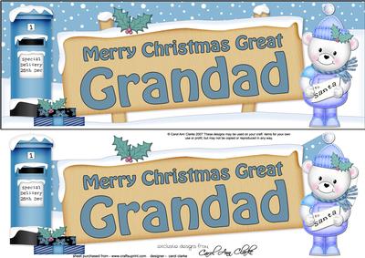 Xmas Great Grandad Teddy Signpost Lge Dl Decoupage