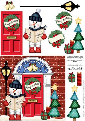 Singing Snowman Christmas Door Quick Card & 3D Decoupage