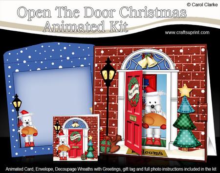 3D Xmas Westie's Turkey Animated Moveable Open Door Card Kit