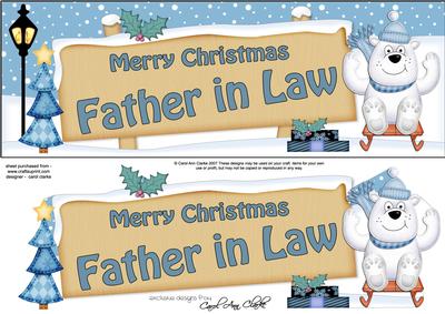 Xmas Father in Law Bear Signpost Lge Dl Easicut Decoupage