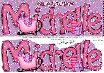 Merry Christmas Michelle Sleigh Large Dl & 3D Decoupage
