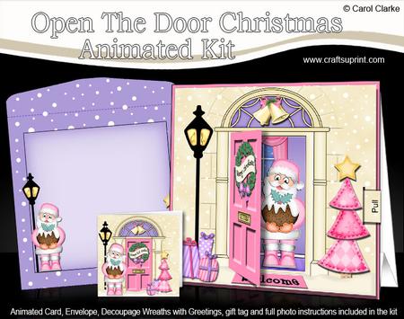 3D Xmas Santa's Pudding Animated Moveable Open Door Card Kit