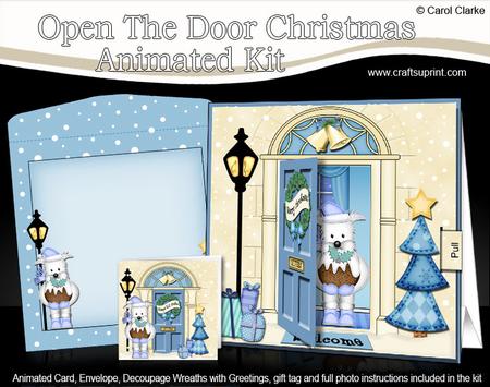 3D Xmas Westie Dog's Pudding Animated Moveable Open Door