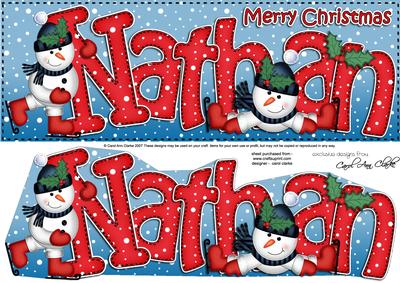 Merry Christmas Nathan Snowmen Large Dl & 3D Decoupage