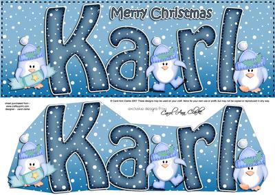 Merry Christmas Karl Penguins Large Dl & 3D Decoupage
