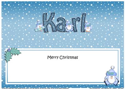 Merry Christmas Karl Penguins Matching Large Dl Insert