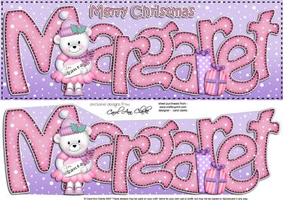 Merry Christmas Margaret Teddy Large Dl & 3D Decoupage