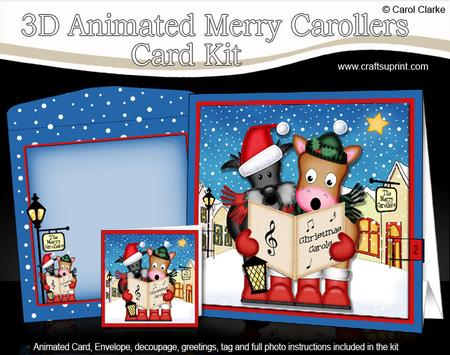 3D Xmas Singing Gigi & Hamish Animated Merry Carollers Card