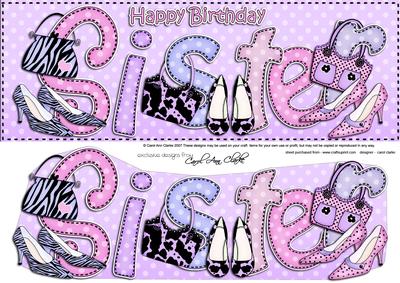 Large Dl Birthday Sister Shoes & Handbags 3D Decoupage