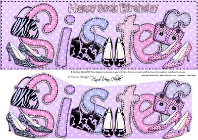 Large Dl 50th Birthday Sister Shoes & Handbags 3D Decoupage