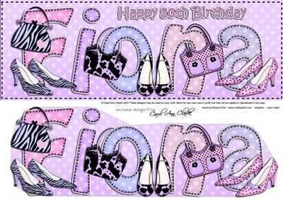 Large Dl 50th Birthday Fiona Shoes & Handbags 3D Decoupage
