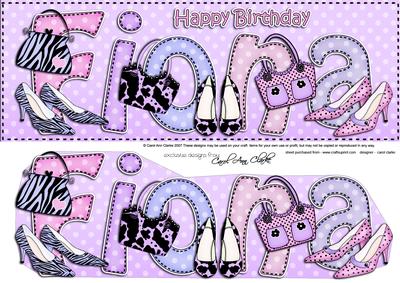 Large Dl Birthday Fiona Shoes & Handbags 3D Decoupage