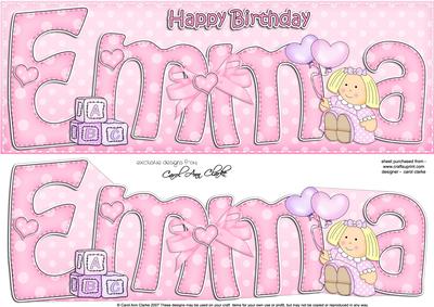 Large Dl Birthday Birthday Emma Doll 3D Decoupage