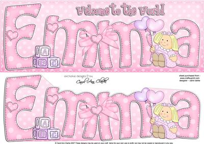Large Dl New Baby Emma Doll 3D Decoupage