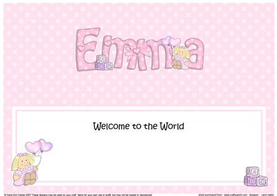 New Baby Emma Doll Large Dl Insert