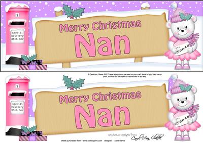 Christmas Nan Teddy Signpost Lge Dl Easicut Decoupage