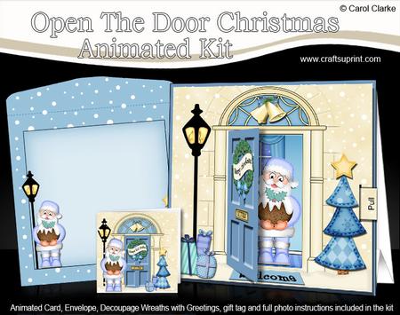 3D Xmas Santa's Pudding Animated Moveable Open Door Card Kit