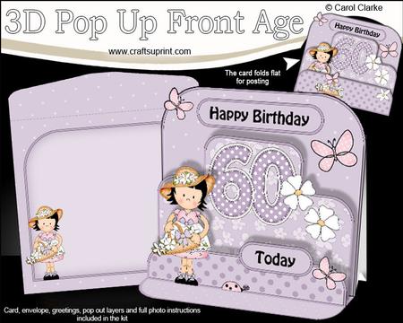3D Suzi's Basket 60th Birthday Girlz Pop Up Age Card Kit